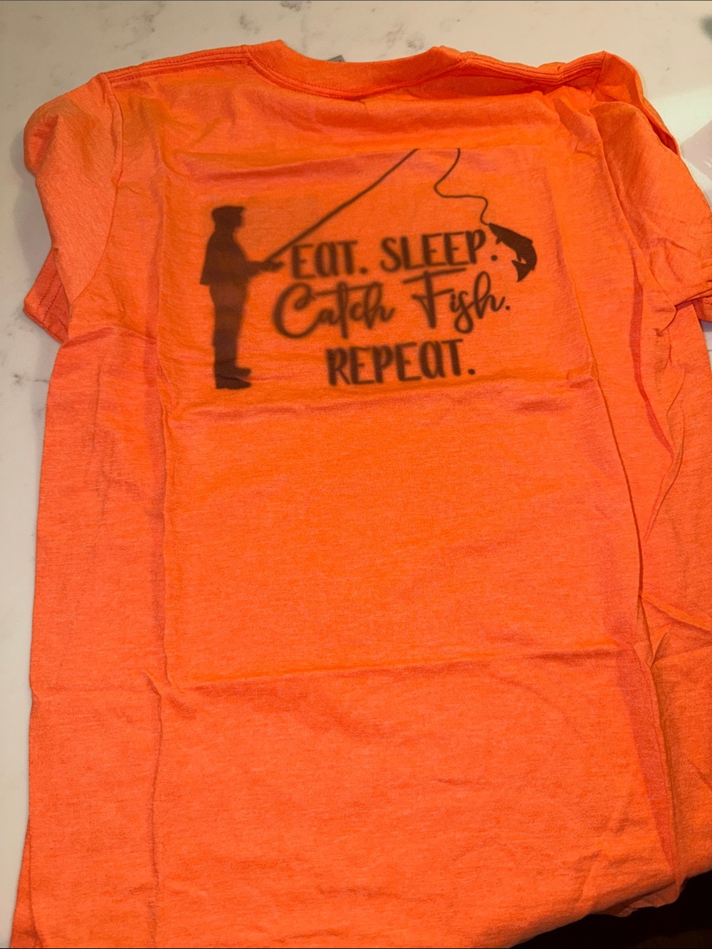 Men's Bright Orange Short Sleeve Fishing Graphic Tee
